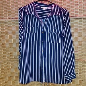 Blue and White Stripe Blouse